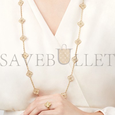 VAN CLEEF ARPELS VINTAGE ALHAMBRA LONG NECKLACE, 20 MOTIFS - YELLOW GOLD  VCARO1IC00